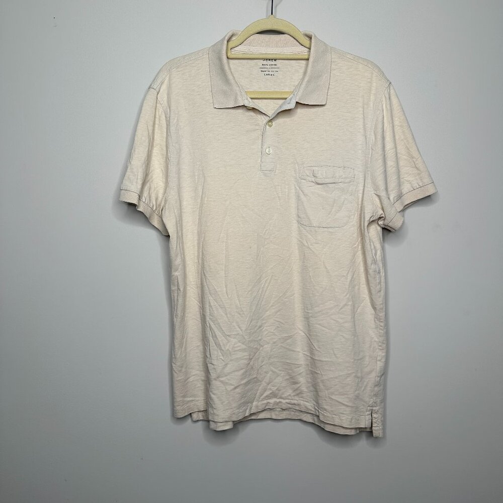 J. Crew Beige Short Sleeve Cotton Polo Men's Large